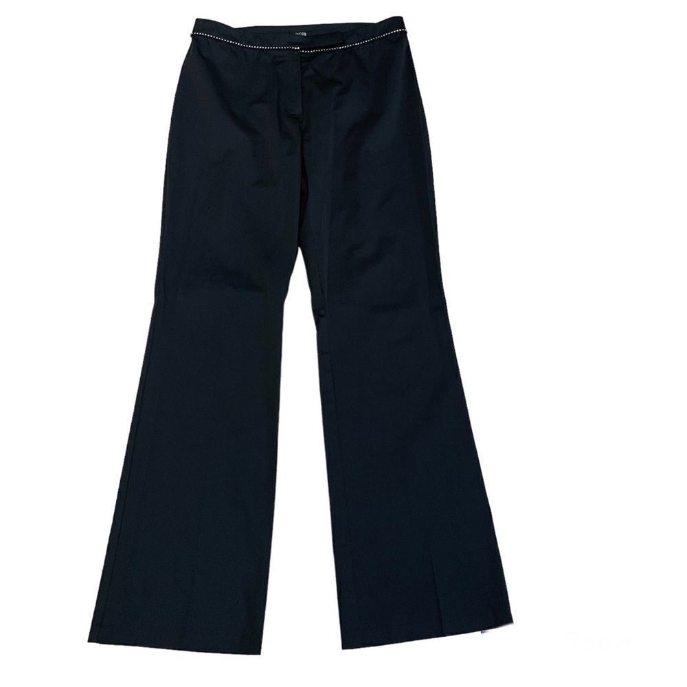 Jacob black satin effect rhinestone trim waist dress pants trousers Sz9/10